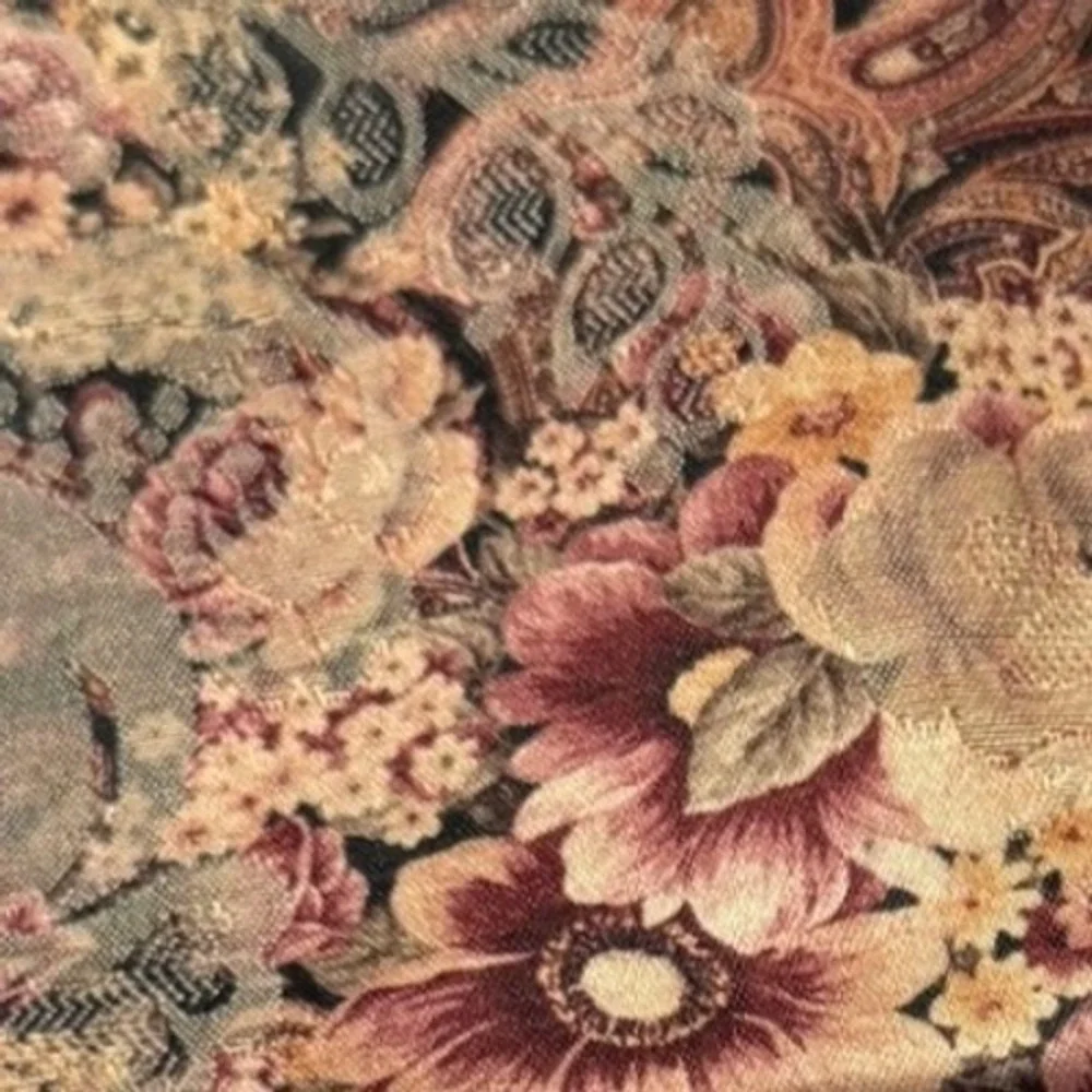 Allegra Pacific Vtg Floral Tapestry Cosmetic Bag Set 2pc Green Woven Pouch Case